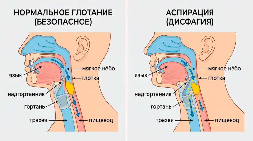 Дисфагия - схема в разрезе